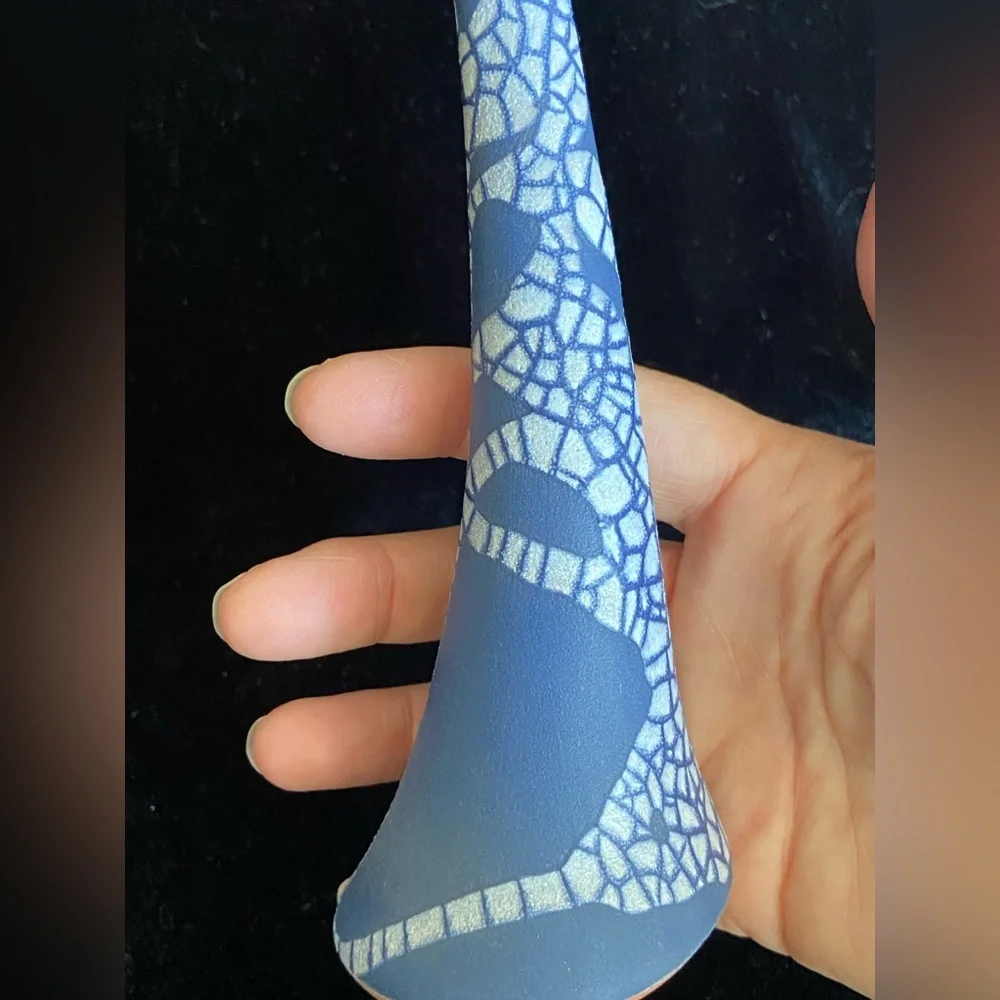🖤 Modernist Red Clay Crackle Glaze Cobalt Blue Single Stem Bud Vase